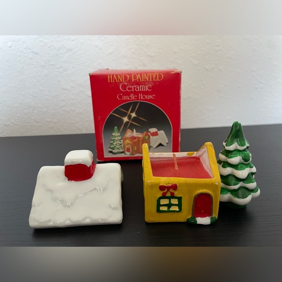 Vintage Hand Painted Ceramic Candle Holder House Christmas Decor. - Picture 3 of 5